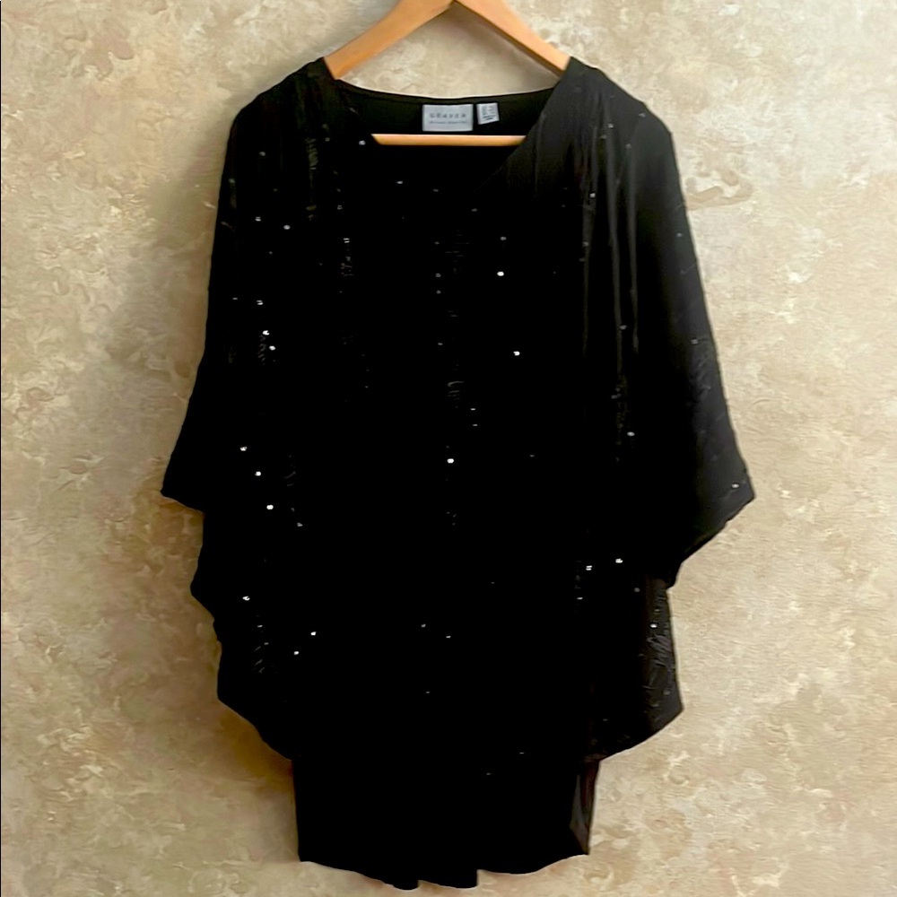 Graver by Susan Graver 2-piece black top oversized XXS